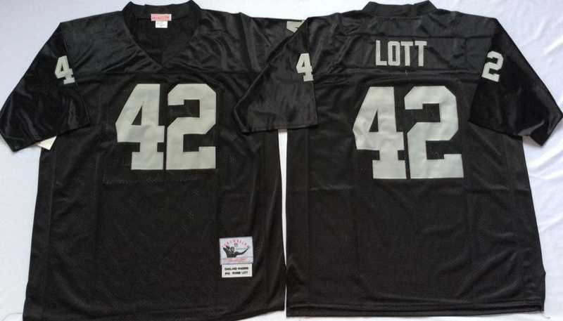 Raiders 42 Ronnie Lott Black M&N Throwback Jersey->nfl m&n throwback->NFL Jersey